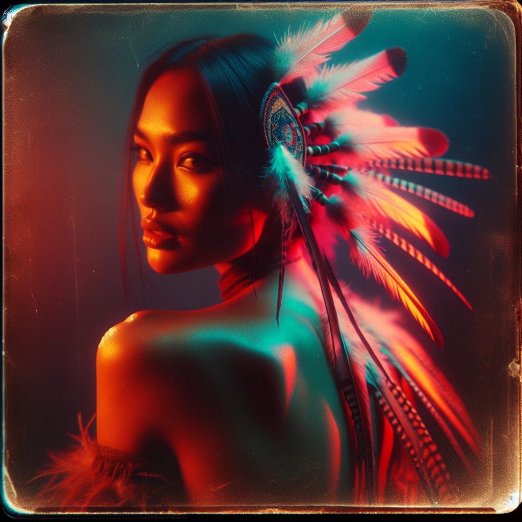First Nation Woman in Vintage Kodak Style