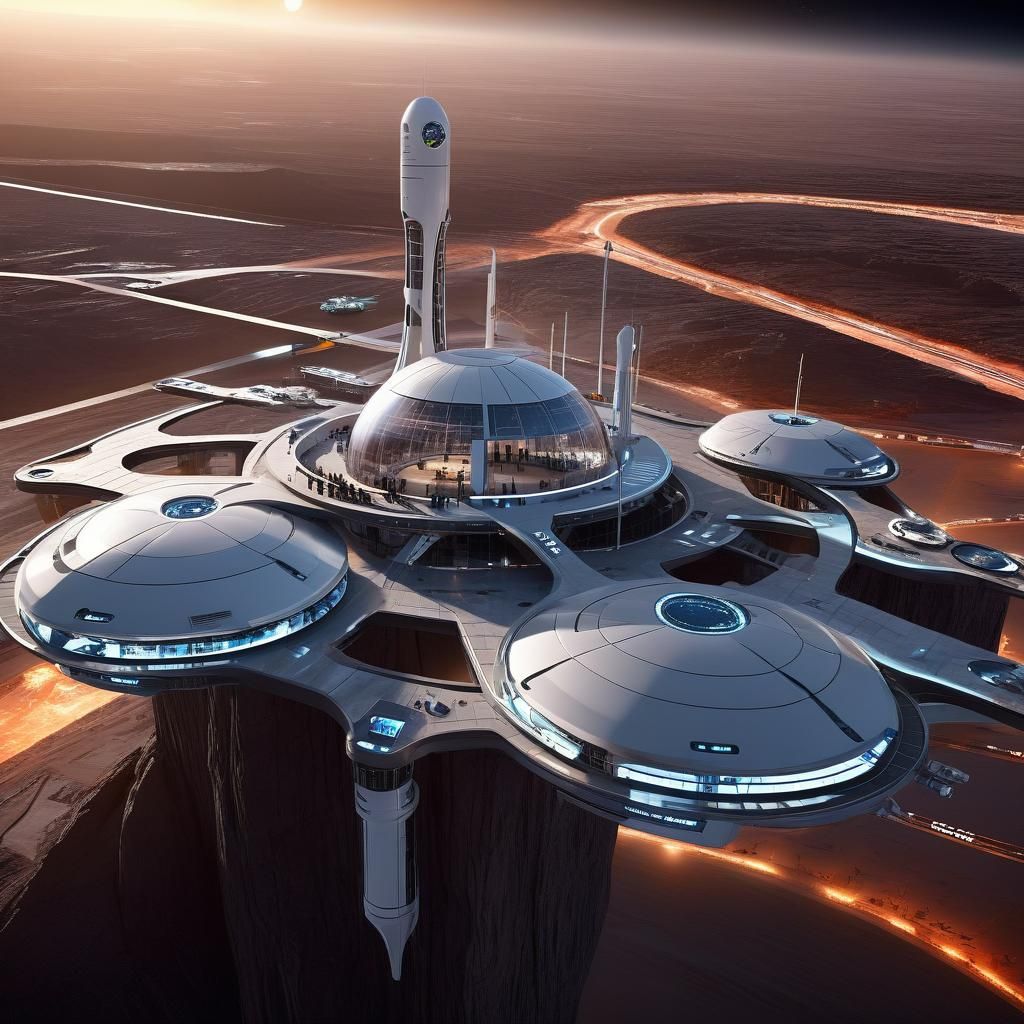 Futuristic Spaceport 3D Render: A Celestial Hub