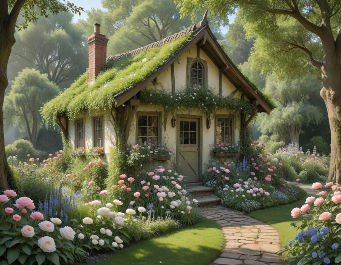 Dreamy Cottage in a Vibrant Garden Paradise