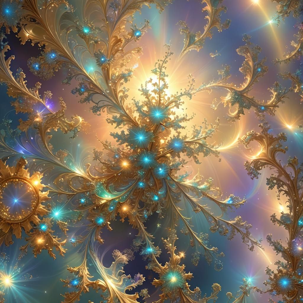 Ethereal Fractal Souls in Heavenly Sunshine