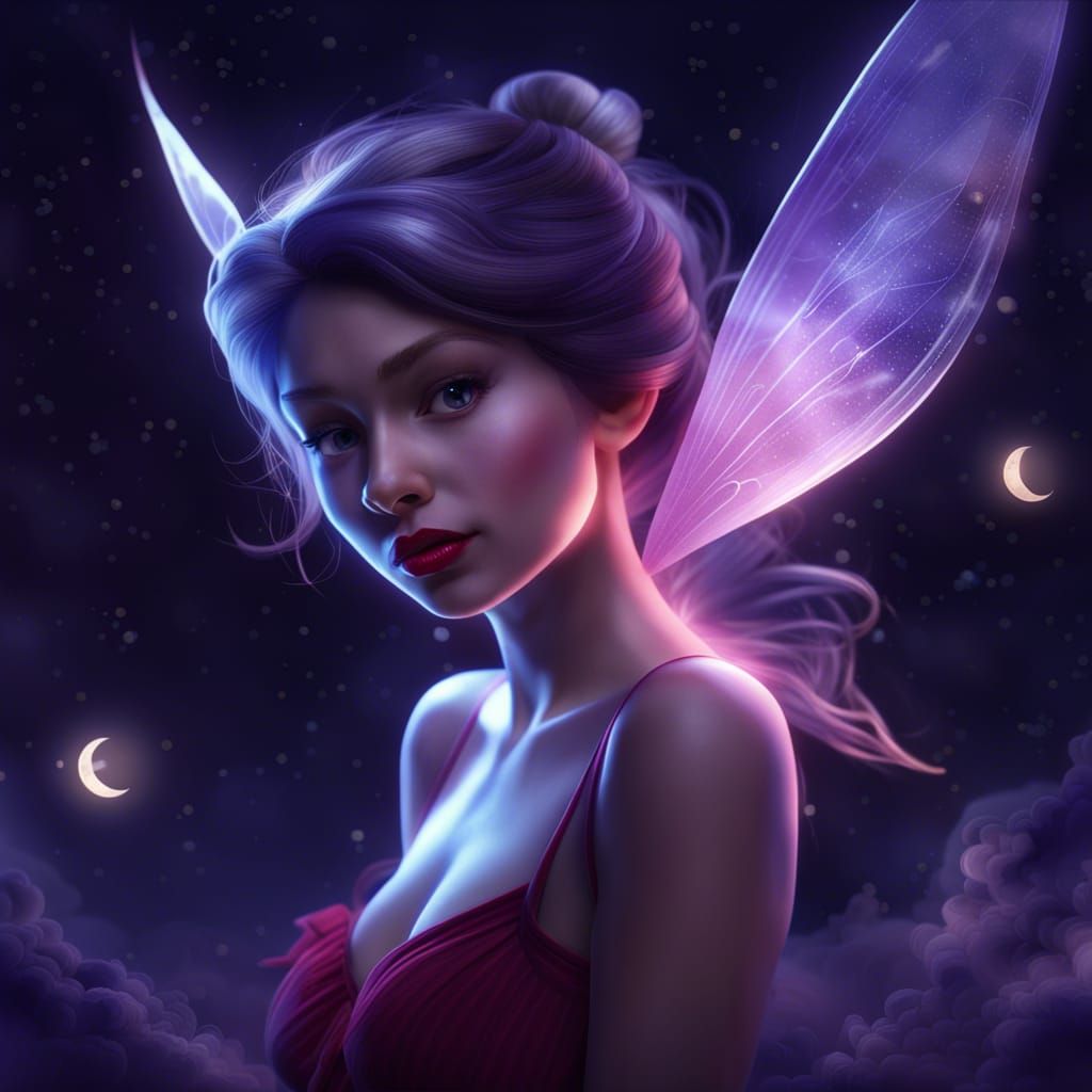 3D Tinkerbell Flying at Night