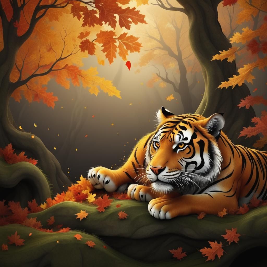Autumnal Tiger: Abstract Vector Fractal Design