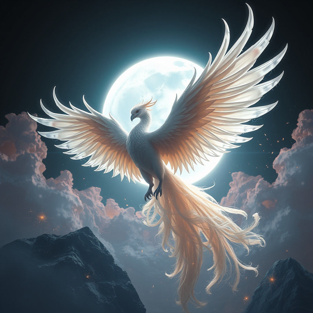Moon White Phoenix in Detailed Matte Painting