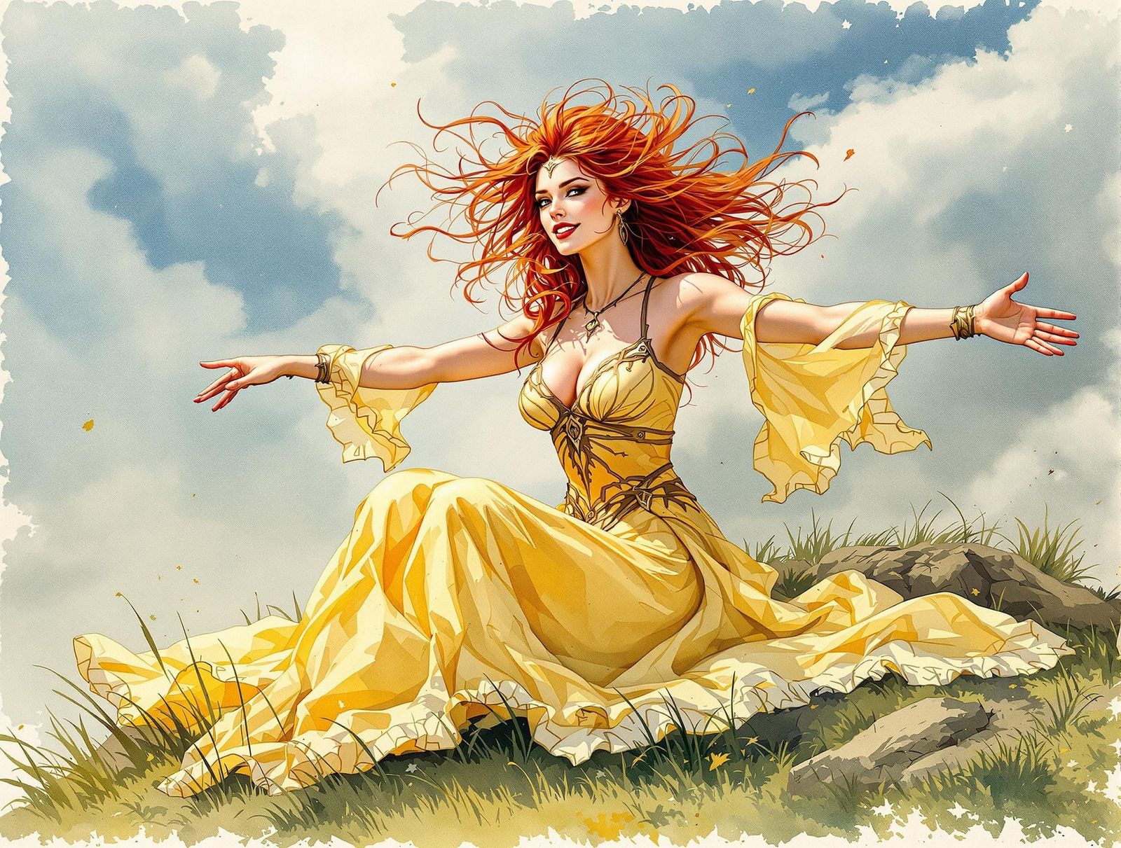Norse Goddess with Windswept Hair: Fantasy Art