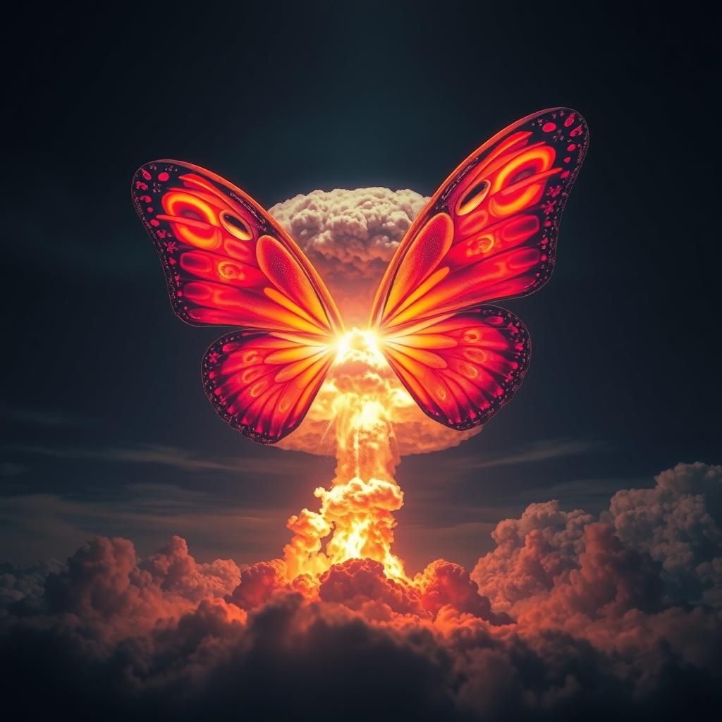 Surreal Atomic Butterfly: Explosion of Color and Light