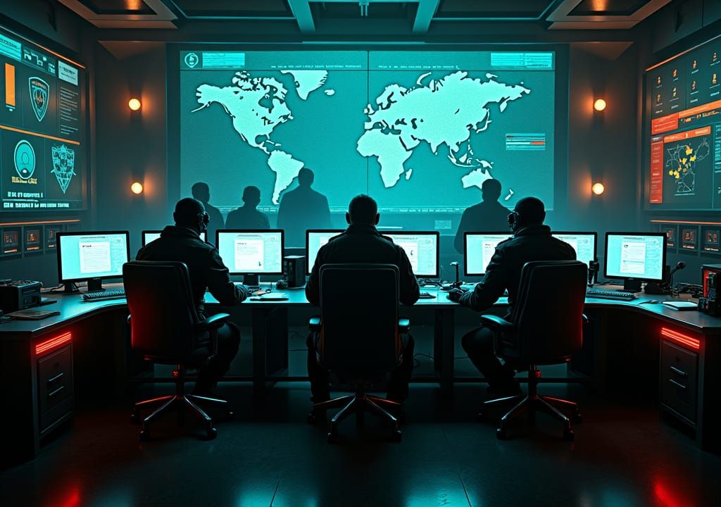 Espionage Control Center in Cyberpunk Style