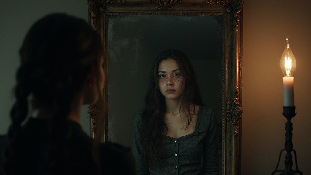 Terrifying Mirror Reflection in Dark Fantasy Style