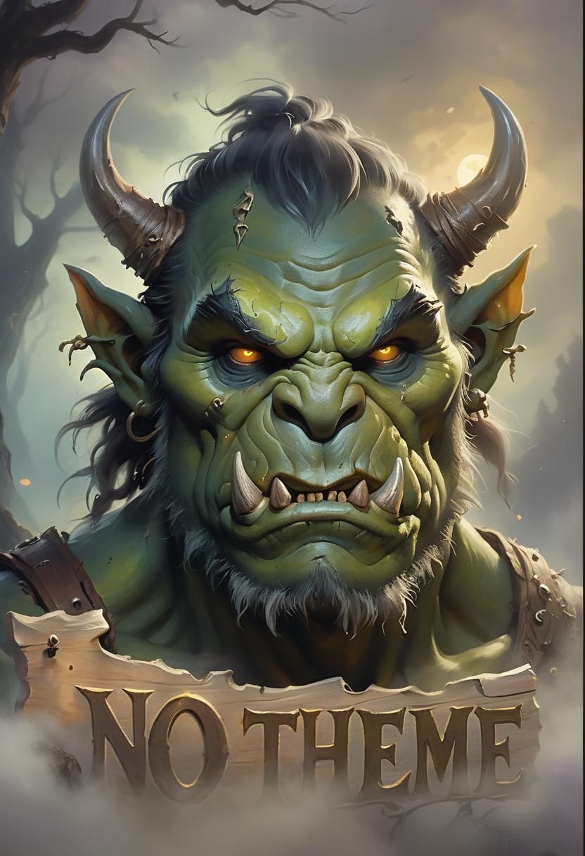 Orc in Moonlit Forest: Ethereal Fantasy Painting