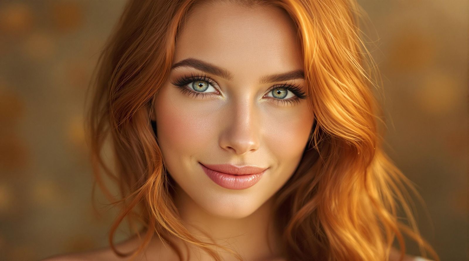 Auburn-Haired Woman with a Gentle Smile in Dreamy Portrait