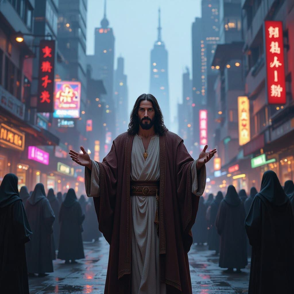 Jewish Jesus Warns Church in Dystopian Cityscape