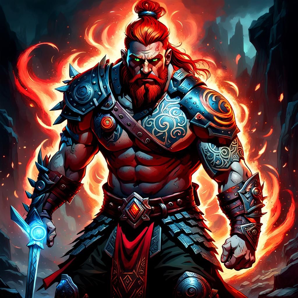 Heroic Fantasy Barbarian Casting Wild Magic