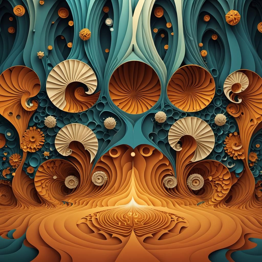 Abstract Vector Fractal with Zentangle Elements