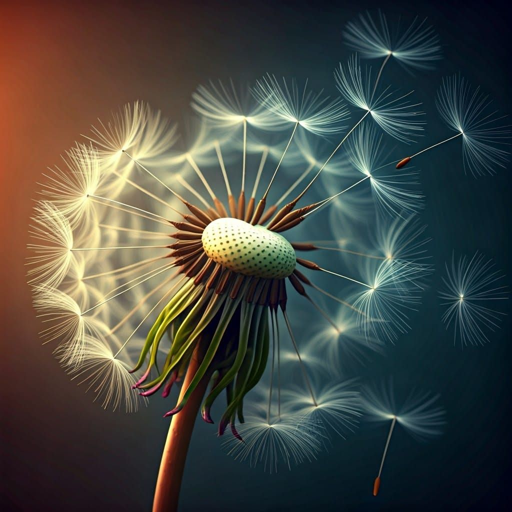 Dramatic Dandelion Seeds Suspended in Time