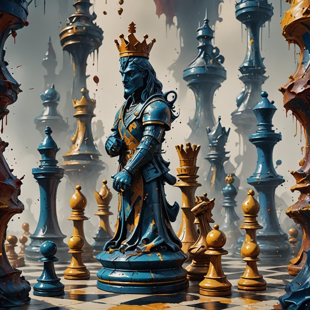 Abstract Chess Figure Oil Painting