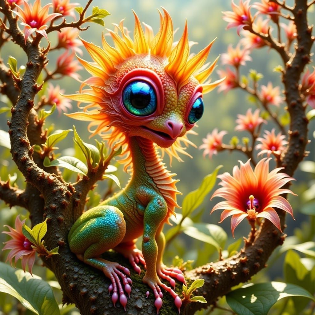 Surreal Landscape with Intricately Detailed Eggs and Alien H...