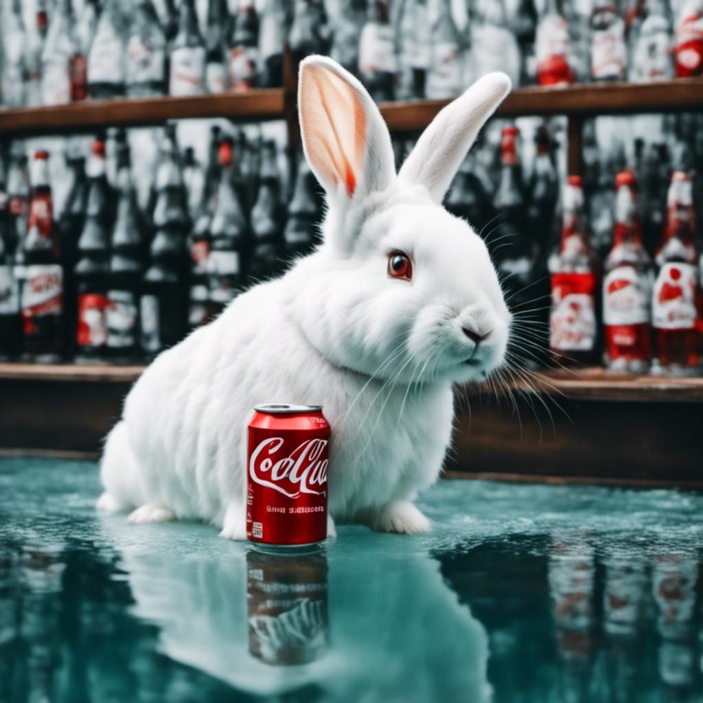 Bunny Rabbit Enjoying Coca-Cola Soda Pool