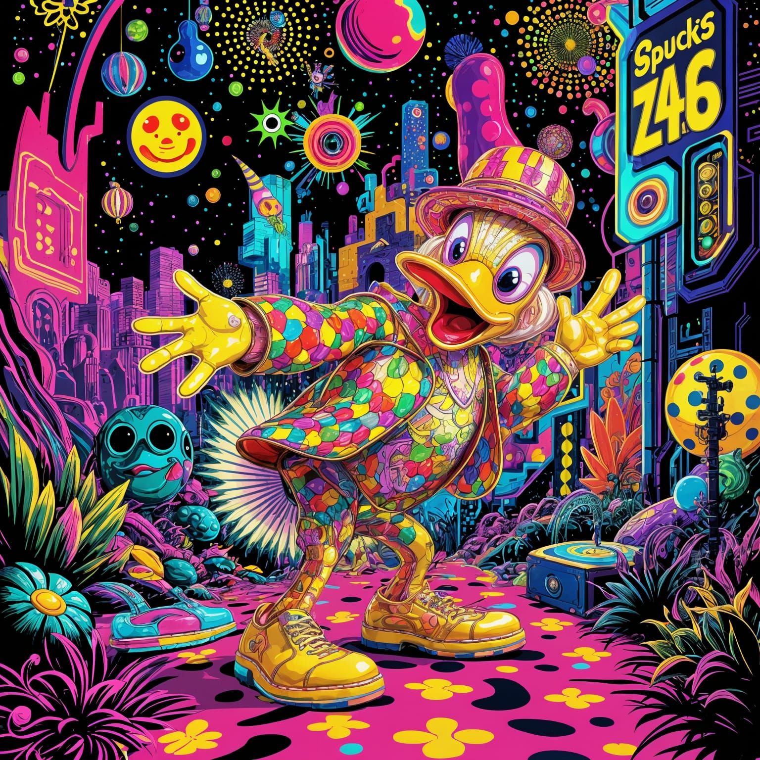 Disco Duck Meets Zappa in Psychedelic Art