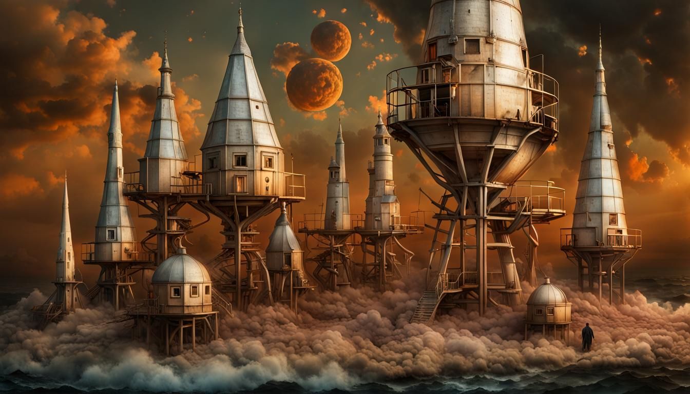 Magical Surreal Cityscape with Ethereal Light