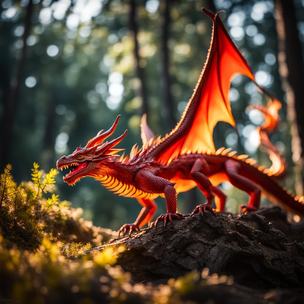 Mini Fire Dragon in Forest: Professional Photography