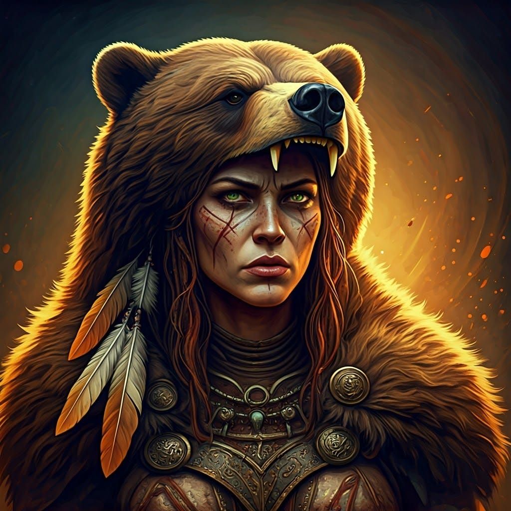 Berserker Barbarian in Bearskin Armor