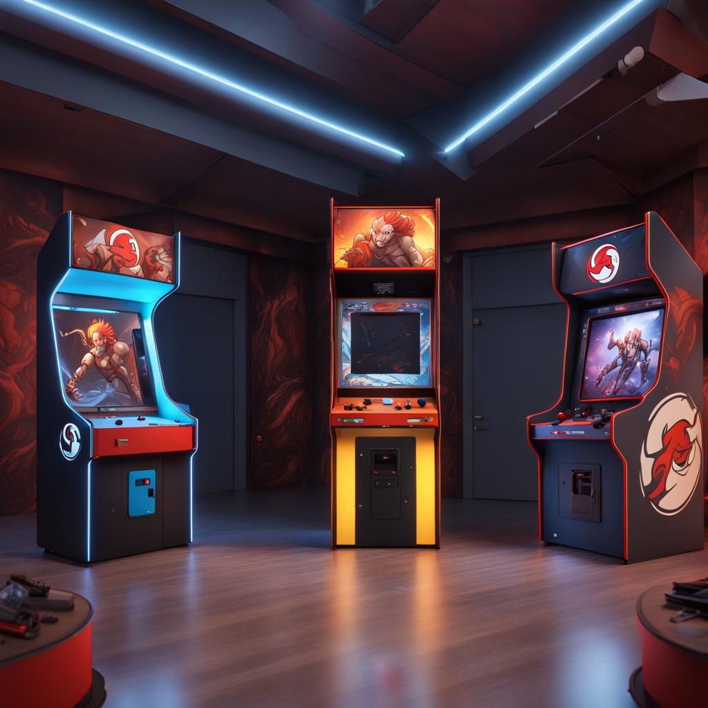 Thundercats Arcade Machine in Detailed Matte Painting Style