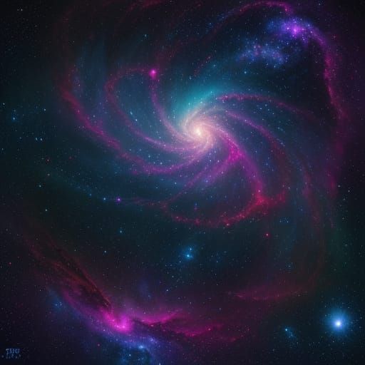 Scientist Explores Vibrant Glowing Nebula in Digital Art