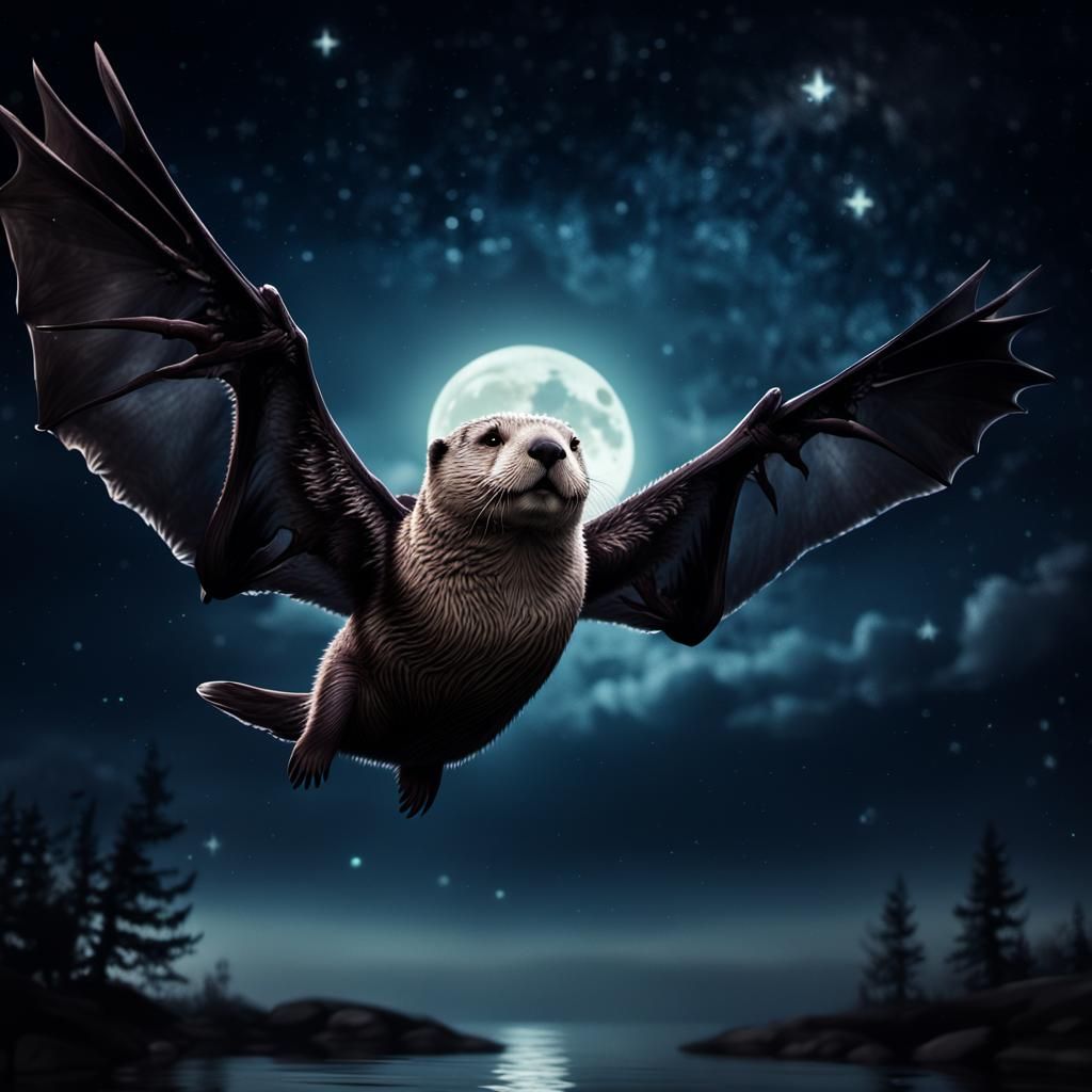 Hyper-Realistic Sea Otter Soars Through New Mexico Night Sky