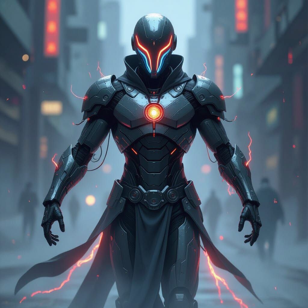 Reality-Bending Warrior with Lumantri Runes in Sci-Fi Style