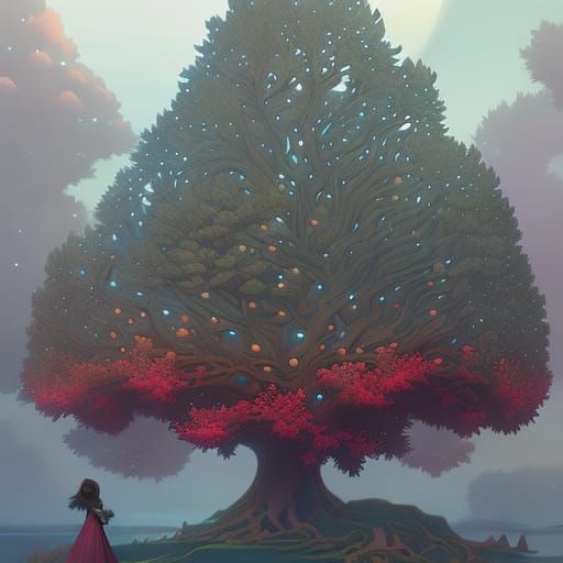 Elaborate Apple Tree Digital Illustration