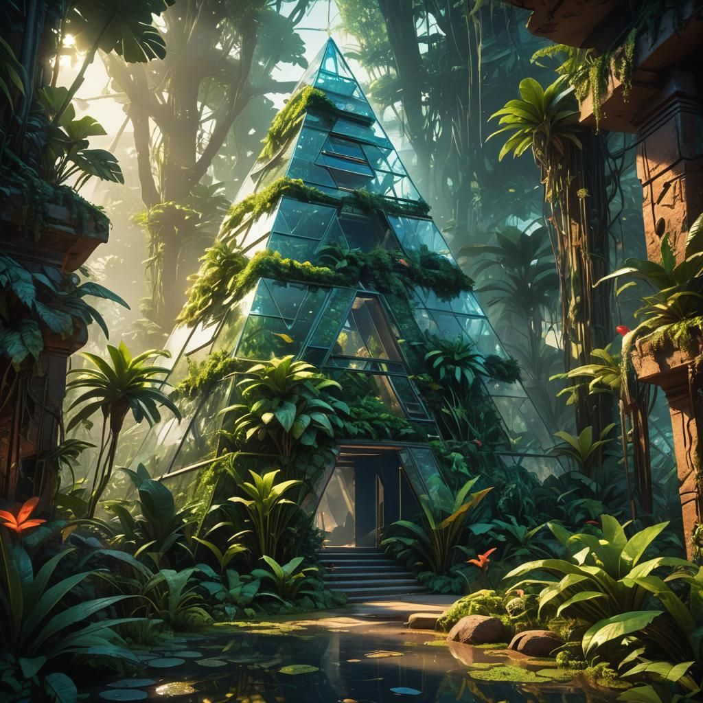 Lush Transparent Pyramid Concept Art in 8K