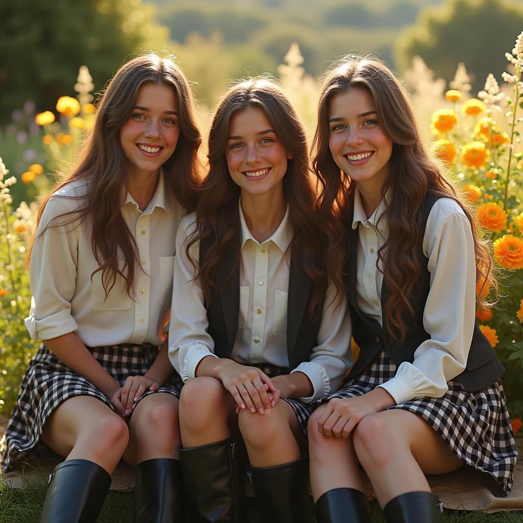 Schoolgirls Picnic in Provence, Artgerm and Mucha Style