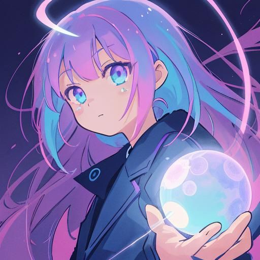 Anime Girl Holding Orb in Studio Trigger Style