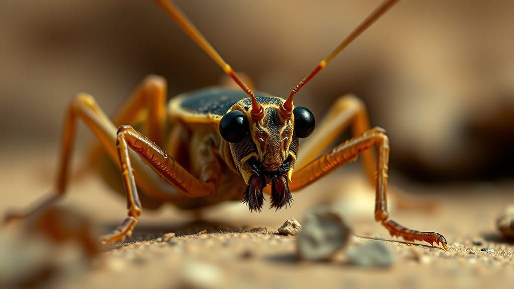Intricate Macro Shot of a Cricket's Head