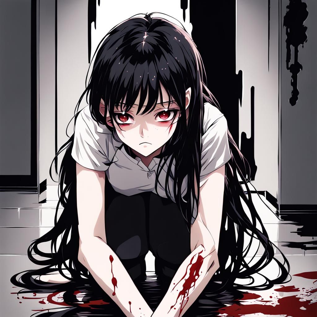 Distressed Anime Girl: A Yandere Portrait