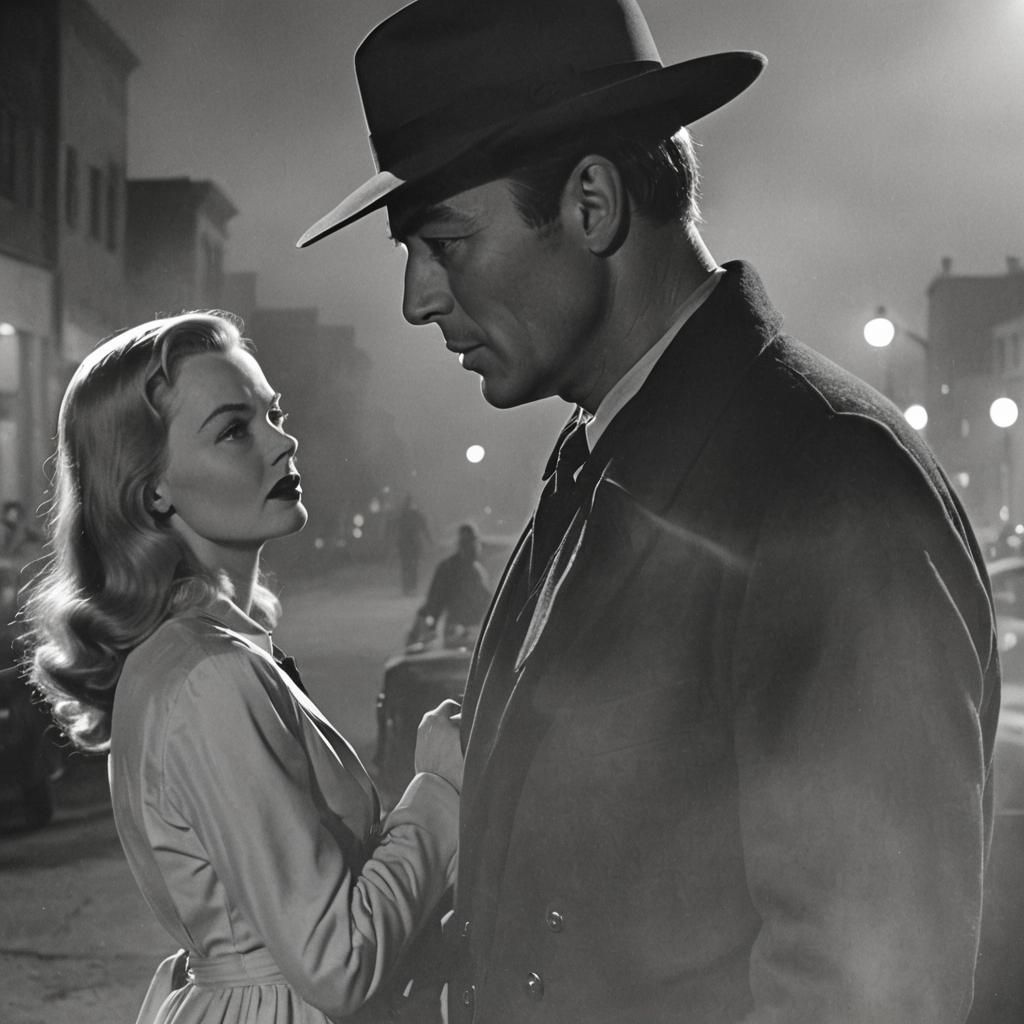 Tense Film Noir Standoff in Black and White