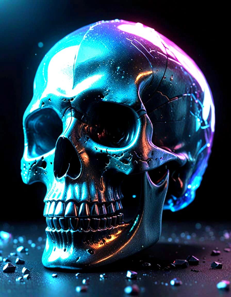 Iridescent Crystal Skull Filled With Radiant Light