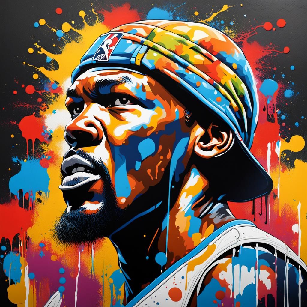 Kevin Durant Graffiti Art in Polychromatic Colors