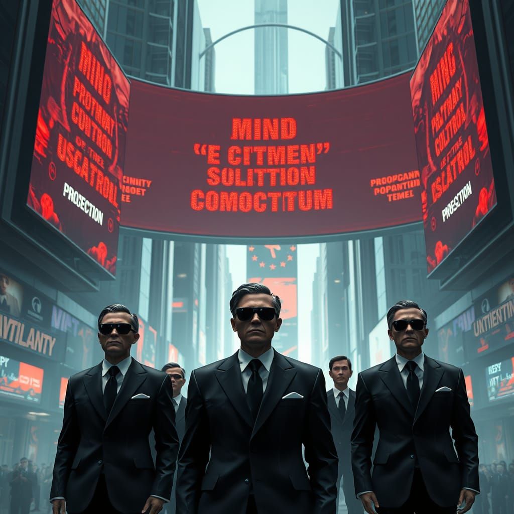 Men in Black Exert Mind Control Over a Futuristic City