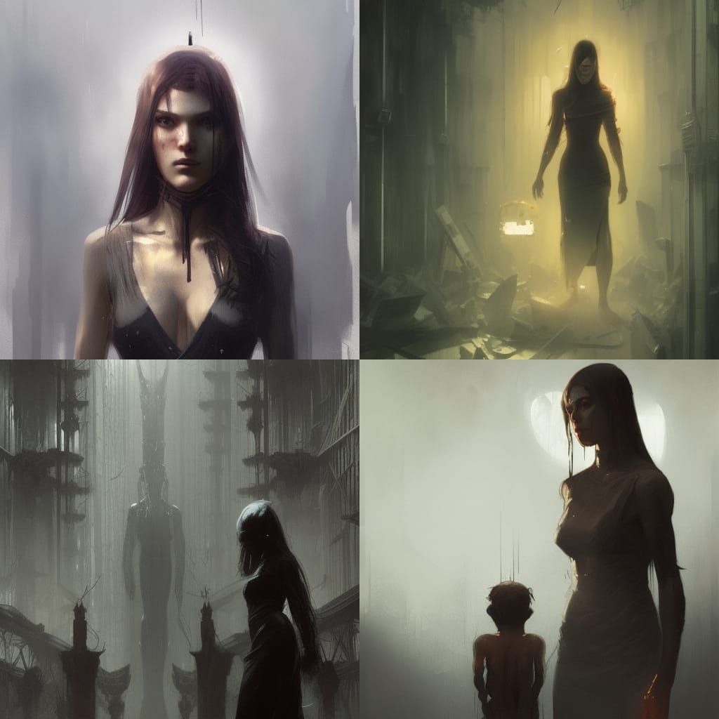 Sinister AI and Human Portrait in Fantasy Style