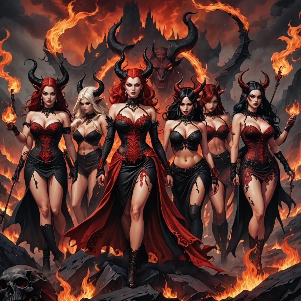 Seven Deadly Sins: Devil Women in Revealing Clothes