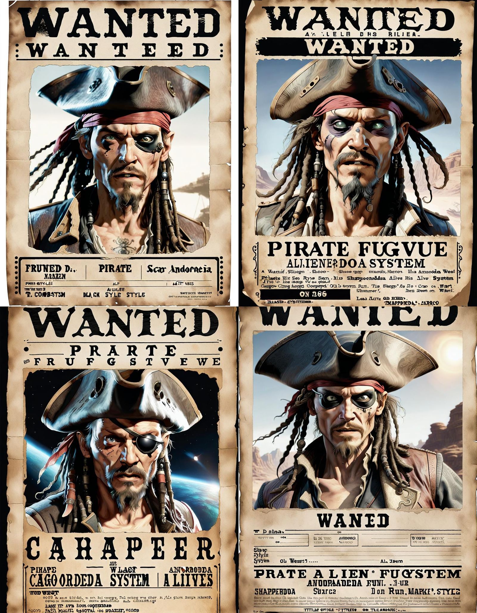 Pirate Alien Wanted Poster in Old West Style