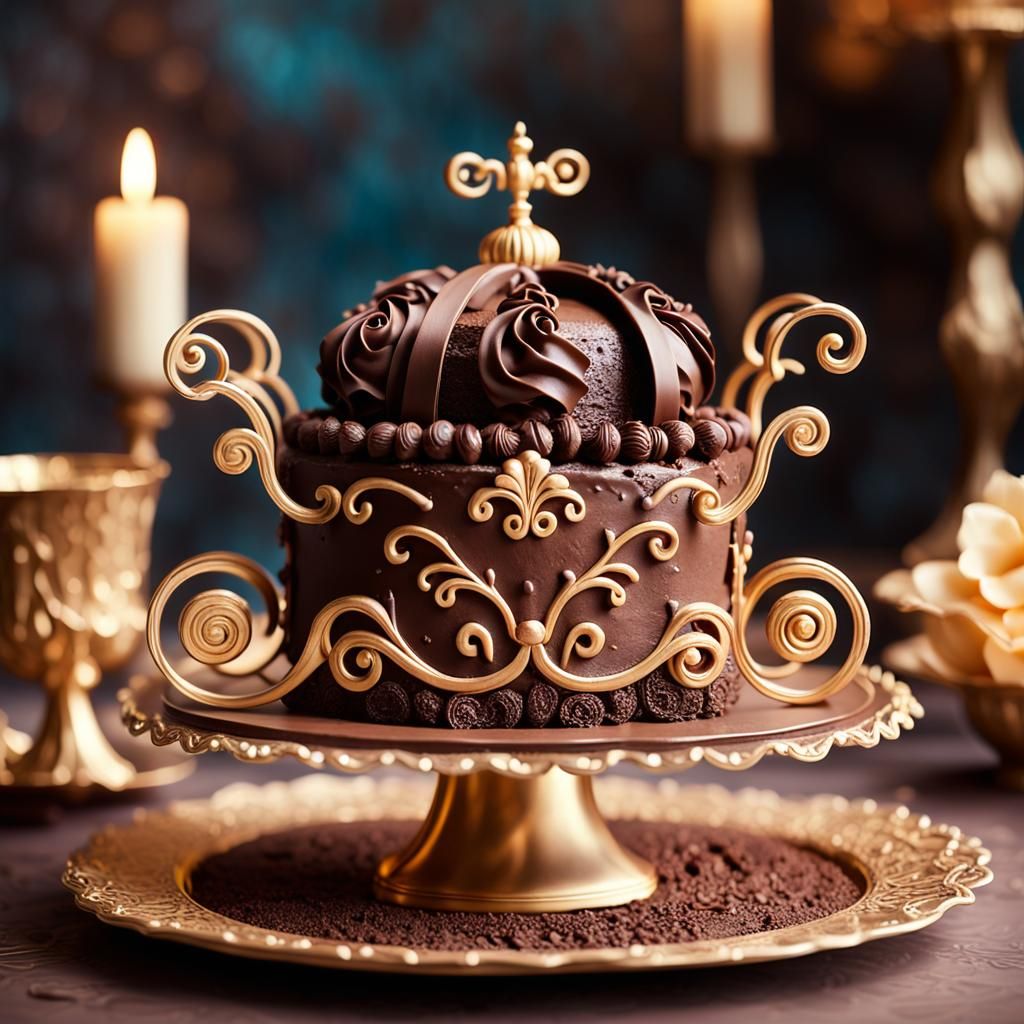Chocolate Cake Topped with Chocolate Carriage