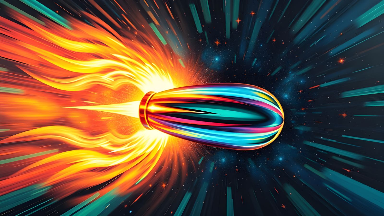 Surreal Cosmic Vortex with Glowing Metal Cylinder