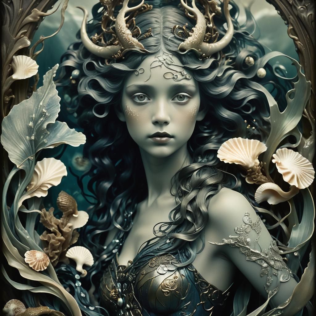Sea Siren in Art Nouveau Style