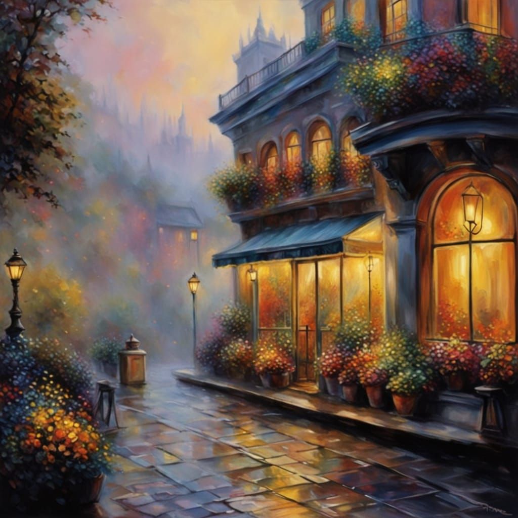 Ethereal Terrace: Hyperdetailed Charcoal Drawing in Gouache ...