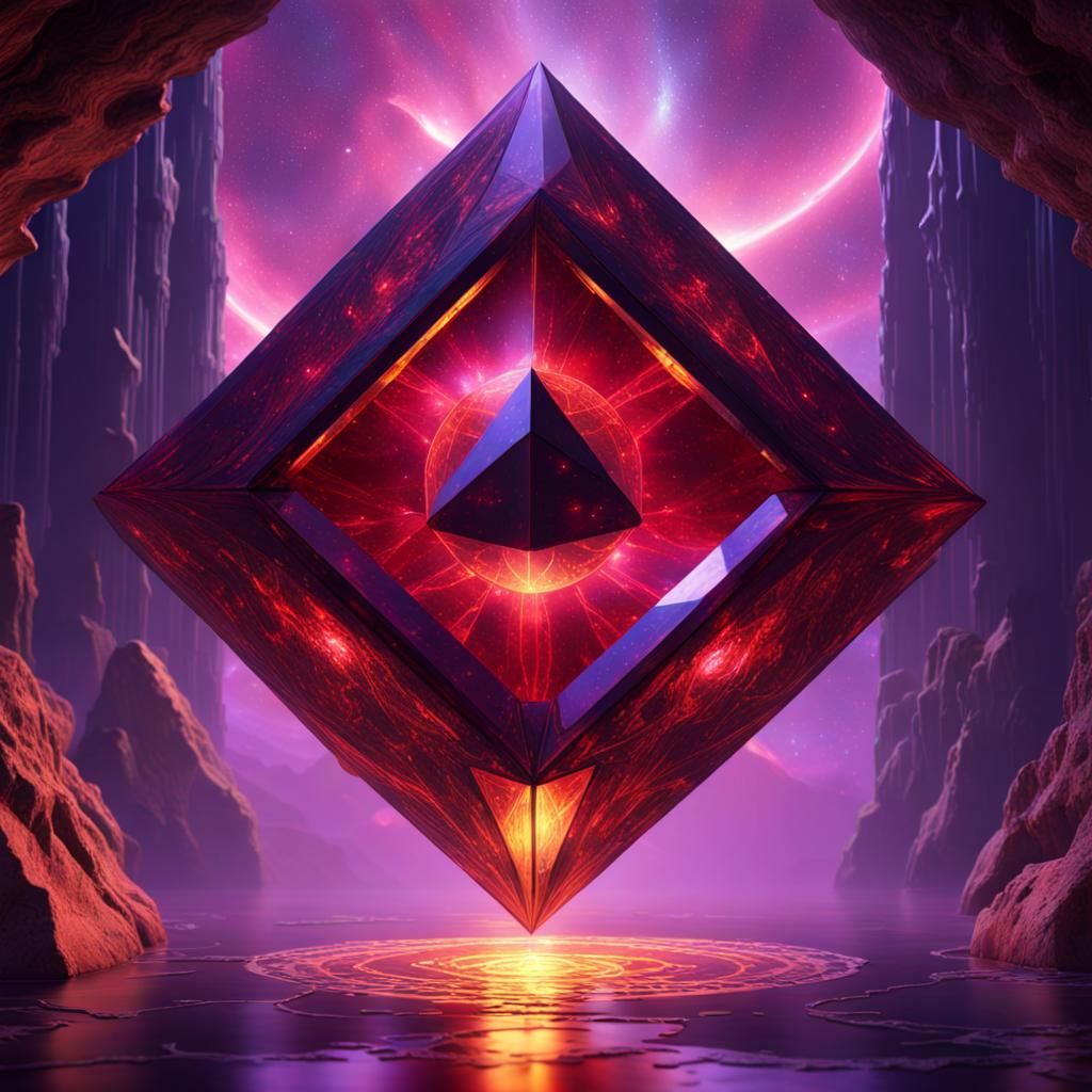 Cosmic Red Prism in Dark Fantasy Style