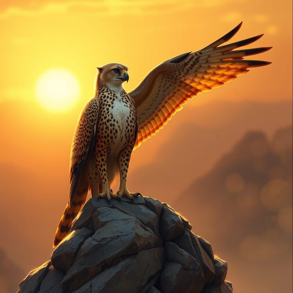 Majestic Cheetah-Hawk Hybrid in Visionary Style
