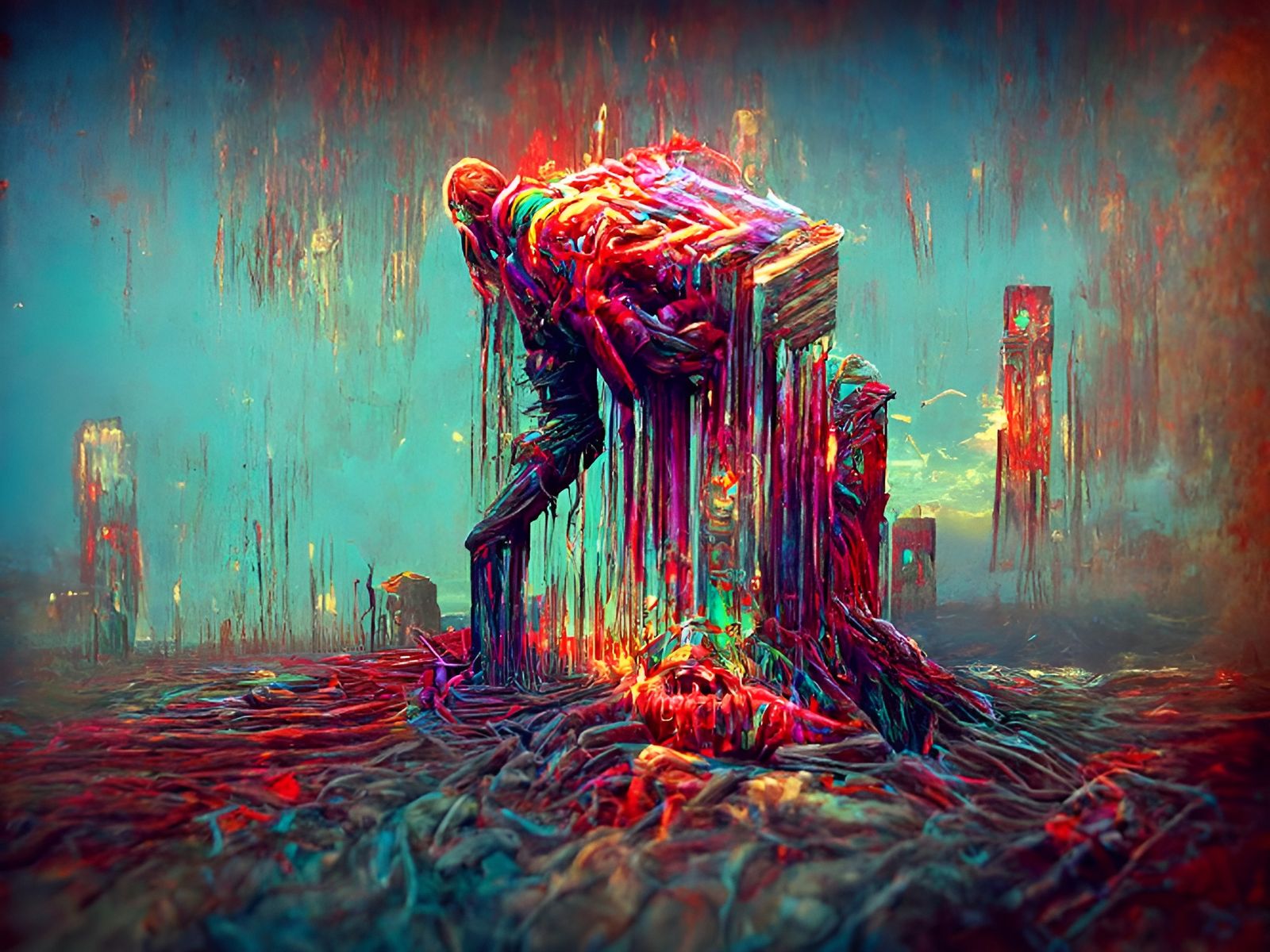 Glitch Art Rendering of Simulated Agony