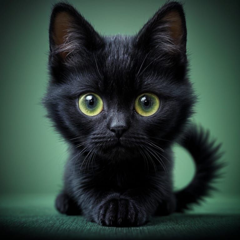 Cute Two-Tailed Chibi Black Cat