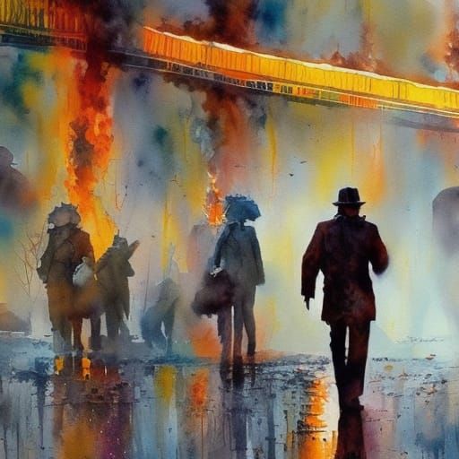 cinematic dramatic expressionism splash art watercolor psych...